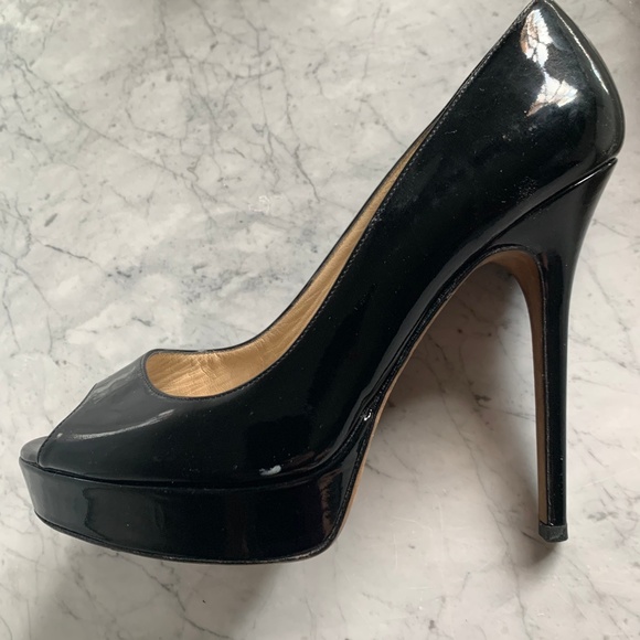 Jimmy Choo black peep toe heels pumps sz 38 - Picture 5 of 5